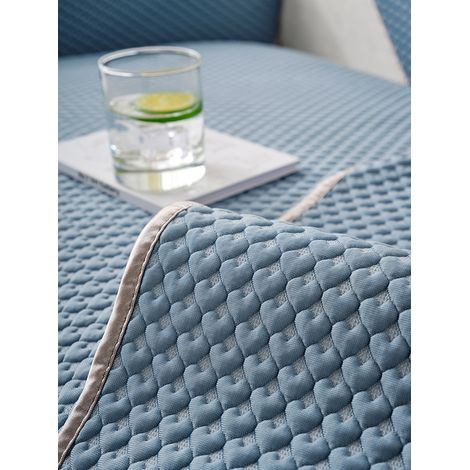 Tapis, couverture, housse pour canapé 90x210 cm, bleu marine, motif cœurs (1/5)