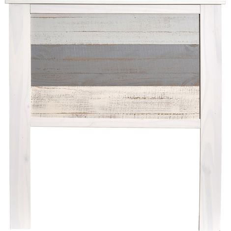 Tête de lit en pin coloris blanc et gris - Longueur 105 x Profondeur 4 x Hauteur 112 cm -PEGANE- (1/3)