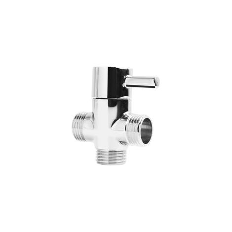Interrupteur 2 voies en laiton massif chromé brillant, 1/2" AG vers 1/2" AG, pour installation en saillie, pour salle de bain et cuisine