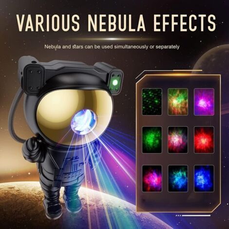 NALOOKAMIC Projecteur d'étoiles et de galaxie - Projecteur spatial pour astronautes , plafonnier LED avec nébuleuse et minuterie , télécommande , décoration esthétique pour chambre d'enfant , noir