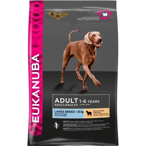 EUKANUBA Croquettes pour chien adulte de grande race, agneau et riz, 12 kg (1/5)