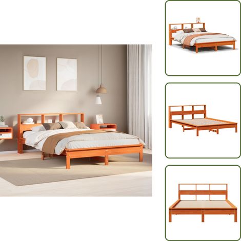 vidaXL Cadre de lit sans matelas cire marron 140x190cm bois pin massif (1/5)