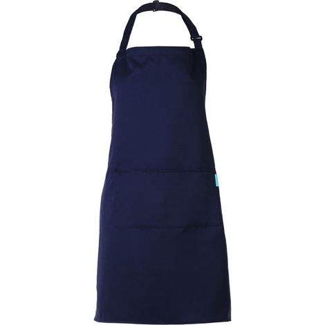 Tablier de cuisine adulte polyester coton bleu marine avec 2 poches réglable résistant aux taches pour BBQ et cuisson (1/5)