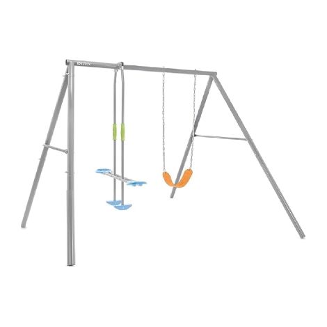 Intex 44122 Altalena Swing Set Grigia Seggiolino e Dondolo 249x249x203 cm Bimbo Grigio (1/5)
