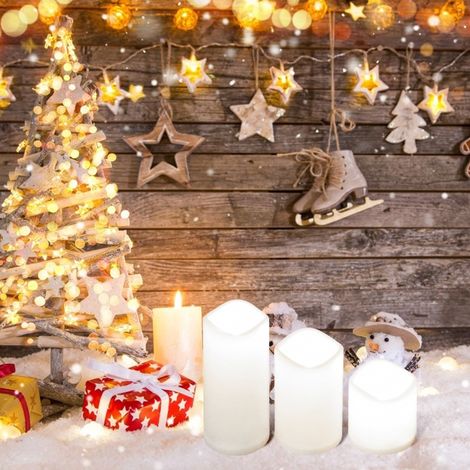 Bougie décorative LED à télécommande 18 touches, lot de 3 bougies blanches + 1 télécommande, éclairage de fête. (1/4)