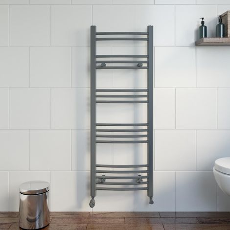 DuraTherm Anthracite Curved Heated Towel Rail Bathroom Radiator Designer 1200 x 450mm (1/4)