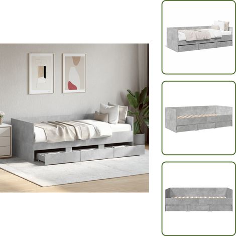 Cama con cajones - vidaXL Sofá cama con cajones sin colchón gris hormigón 100x200 cm - Sofá cama gris hormigón