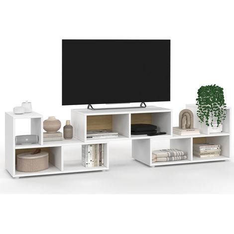 Meuble TV combiné 3 pièces modulables LEONARD pour salon chambre et bureau, 140-205 x 30 x 43 cm