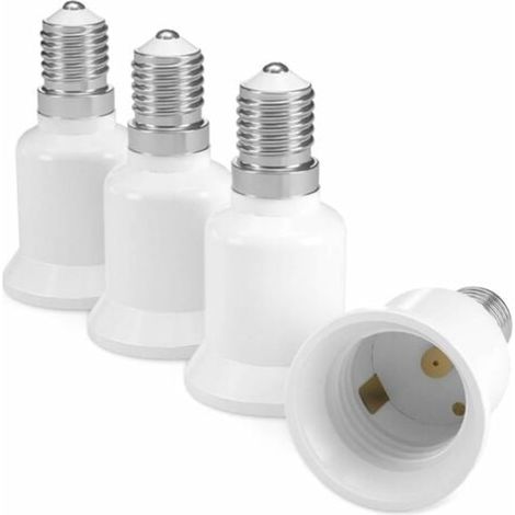 Adaptateur de douille E14 vers E27 - Convertisseur de culot, support de lampe à vis E27, compatible ampoules LED halogènes, lot de 4 pièces (1/5)
