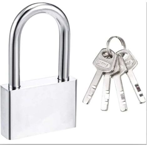 Cadenas de 50 mm avec 4 clés, boîtier en acier trempé, anse longue de 8 mm de diamètre, cadenas extérieur étanche (1/5)