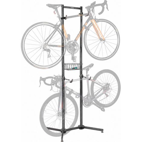 Relaxdays Fahrradständer, 2 Fahrräder, MBT, Rennrad, E-Bike, freistehend, Korb, HxBxT: 210x75x61 cm, Radhalter, schwarz (1/5)