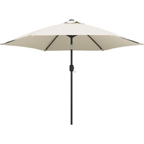 Parasol de jardin déporté de 3 mètres avec éclairage LED, blanc sable (1/2)