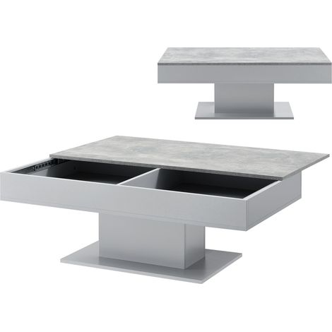 Mesita de salón con 2 espacios de almacenamiento 110 cm gris efecto cemento 030006146 (1/4)