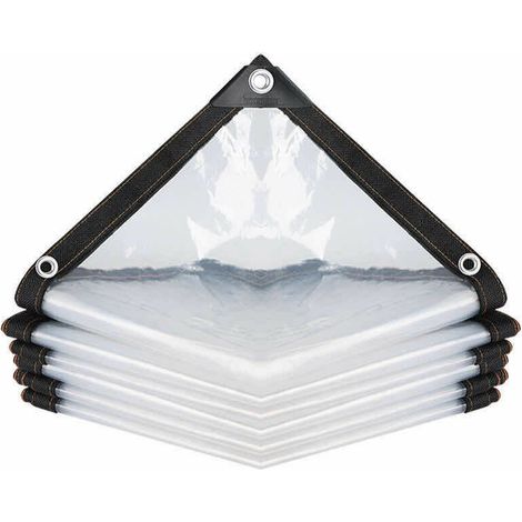 SHINING HOUSE Lona transparente impermeable con ojales, lona ultraligera multiusos de polietileno, resistente al agua, a la lluvia y al desgarro (color: transparente, tamaño: 200 x 200 cm) (1/5)