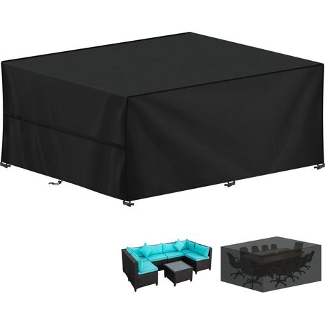 Housse Salon de Jardin 360x240x90cm Housse Table Jardin Imperméable  Housses de Protection pour Meubles de Jardin, 420D Tissu Oxford Bache Salon de Jardin Exterieur, Anti-UV, Rectangulaire (1/5)