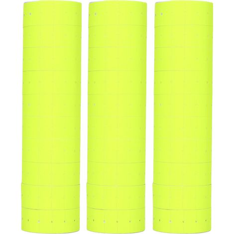 Lot 3 rouleaux étiquettes prix 21x12mm, 15000 pièces, jaune fluorescent, pour pistolet M5500 MX5500, étiquettes autocollantes simple rangée. (1/5)