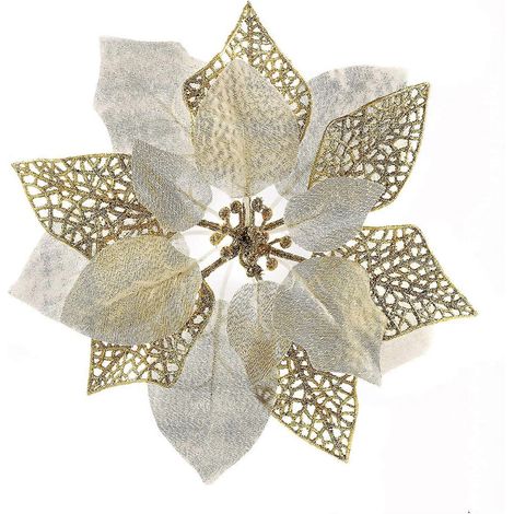 10er-Packung Weihnachtssternblüten, glitzernde Weihnachtssternsträucher, Weihnachtsbaumblüten (1/5)