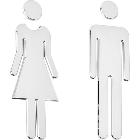 WC signe plaque de toilette pour salle de bain 1 Paire Panneau Signalétique Salle de Bain Homme Femme, Porte-Signe Sanitaire en Plastique ABS Noir Brossé, Étanche Durable Sans Perçage (20 cm) (1/4)