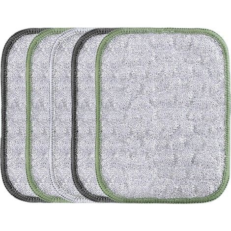 Lot de 5 torchons en fil métallique anti-rayures, chiffon de nettoyage à double usage, extérieur texturé solide, design sûr pour usage sec et humide, pour ustensiles de cuisine, grill, four, évier, 16 (1/5)