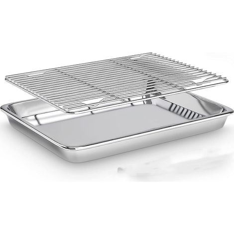 Plaque à Pâtisserie avec Grille en Acier Inoxydable 40x30x2.5CM (1/5)