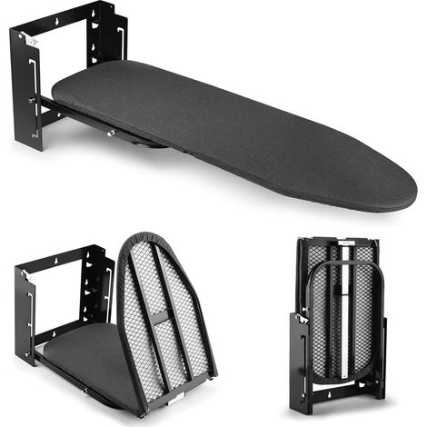 Bügelbrett Klappbar mit Wandmontage ist höhenverstellbar, Ironing Board mit Abnehmbarem hitzebeständigem Platzsparende Bügelbretter für Wäschereien 92 x 31 x 31 cm - Schwarz