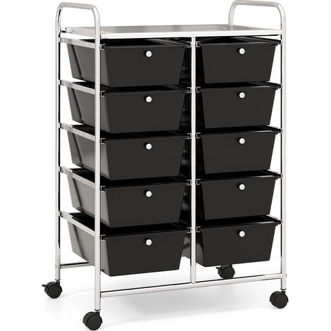10 Drawers Storage Trolley Mobile Rolling Utility Cart Home Office Organizer (1/5)