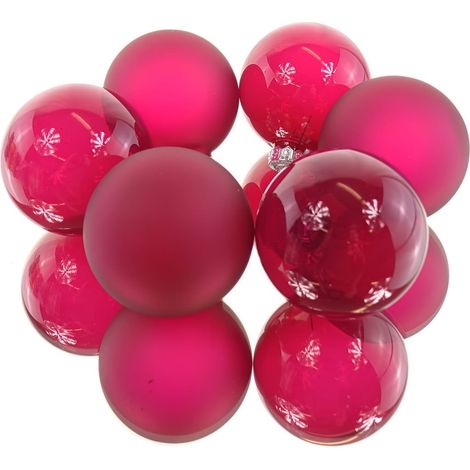 Christbaumkugeln Festive Pink 3 x transparent & 3 x matt Ø 6 cm aus Glas - 6er Set