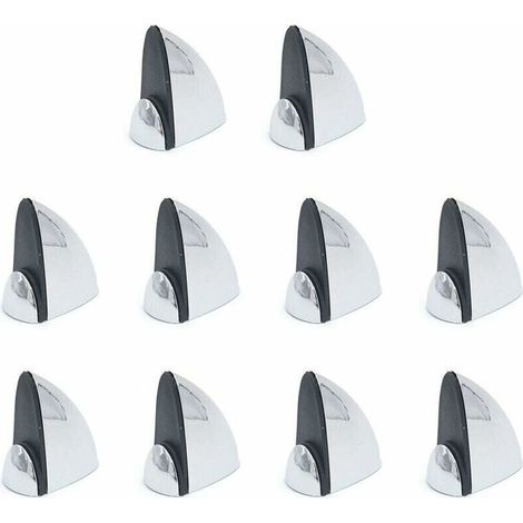 Set di 10 clip per vetro per mensole in legno/vetro, staffa in legno a forma di bocca di pesce, serraggio regolabile da 3 a 16 mm di spessore, finitura in lega di zinco cromata.