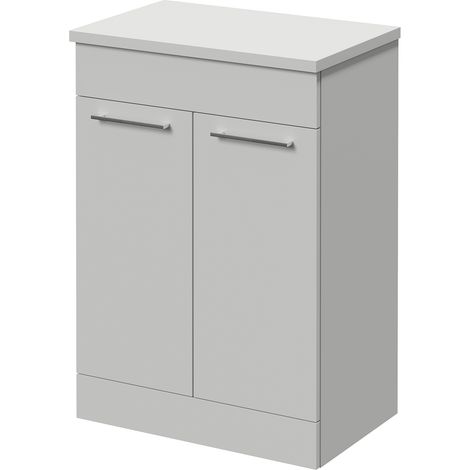 Napoli 390 Gloss Grey Pearl 600mm 2 Door Vanity Unit for Countertop Basins - 600mm - Chrome 160mm Handle