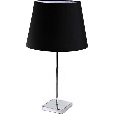 LAMPADA LUMETTO MODERNO CON BASE QUADRATA IN ACCIAIO E PARALUME NERO 30 X H 53 CM (1/4)