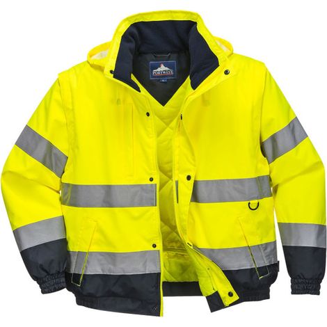 Cazadora 2 en 1 de alta visibilidad, bicolor con capucha desmontable C468 S Amarillo