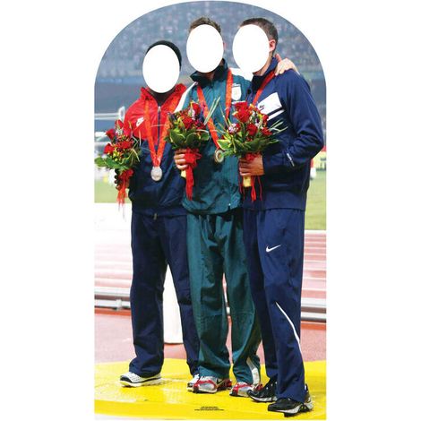 Figurine en carton passe tête Remise des médailles Olympique 3 Athlètes -Haut 175 cm (1/5)
