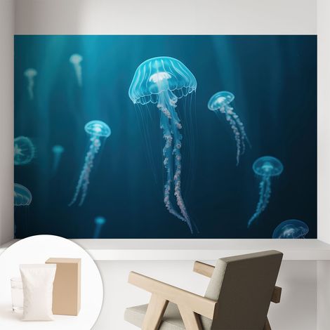 Papier peint intissé décoratif avec motifs pour salon et chambre a motif - Colle incluse gratuite Élégance marine 104x70 cm (1/5)