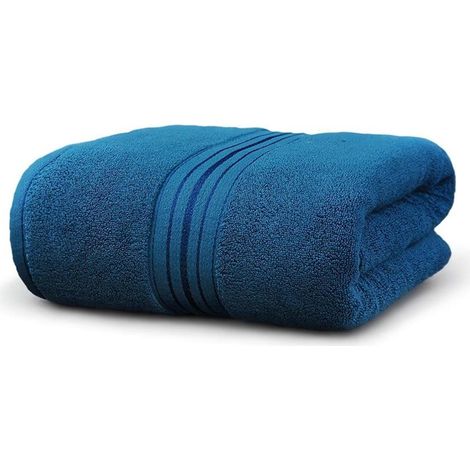 Serviette de bain extra-large, ultra douce et absorbante, bleu foncé, 140 x 70 cm (1/4)