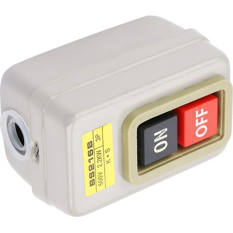 Interrupteur à bouton-poussoir ON/OFF auto-bloquant 3P 15A 110-380V BS216B (1/5)