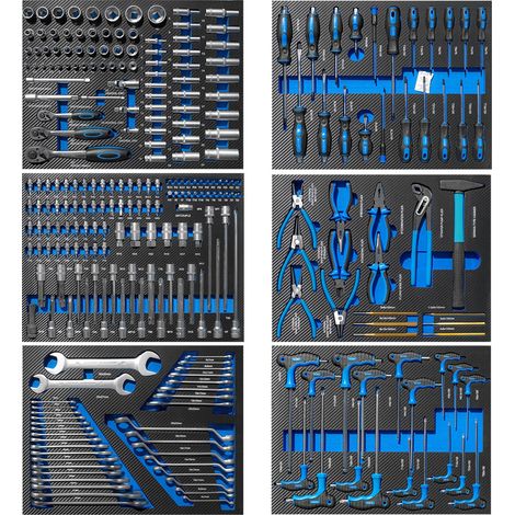 Edicion Carbono - Conjunto De Módulos De Herramientas Eva Con Terminación En Carbono Para Carro Azul, 6 MODULOS