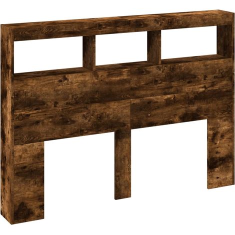 vidaXL Armoire tête de lit avec LED chêne fumé 140x17x102 cm