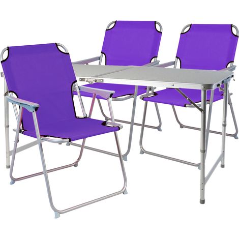 4-teiliges Campingmöbel Set 120x60x58/70cm Lila-MMC330872+3xMPO2600L-neu (1/3)