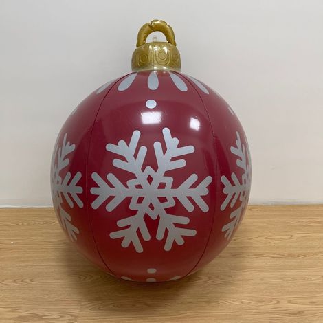Aufblasbare Weihnachtskugel, aufblasbare Dekoration, Außendekoration, aufblasbare Weihnachtskugel, extra große aufblasbare Weihnachtskugel (rote Schneeflocke 60 cm)