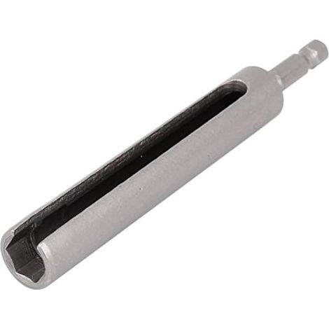 Clé à douille hexagonale de 10 mm, longueur 120 mm, avec rallonge et embout rainuré, grise (1/3)