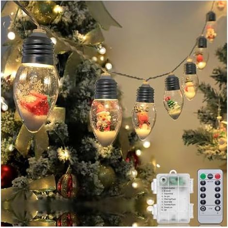 Guirlande lumineuse de Noël d'intérieur de 2 m, 10 LED avec minuteur, alimentée par piles, blanc chaud, pour chambre à coucher, fête, décoration de Noël vintage (1/5)