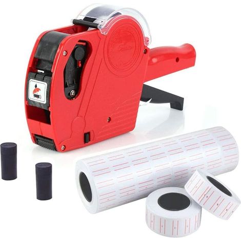 Kit d'étiqueteuse avec 1 pince pour étiquettes 8 caractères, 500 étiquettes et 2 cartouches d'encre. (1/3)