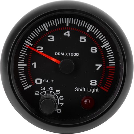 Compteur de vitesse 3,75 pouces noir voiture de course 0-8000 tr/min 12V jauge auto universelle