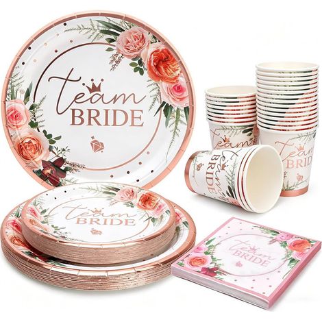 Lot de 100 assiettes en carton jetables, pour fête de mariage, fiançailles, bachelorette (1/5)