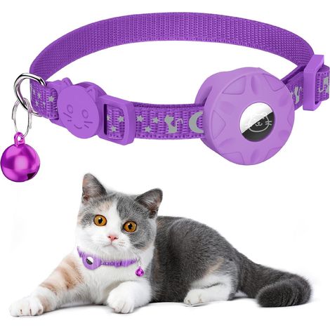 Collier pour chat avec support AirTag réfléchissant boucle de sécurité trois huitièmes de pouce pour chaton accessoire de localisation