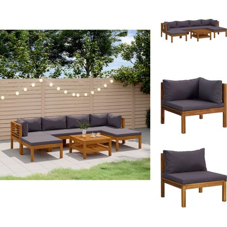 Gartenmöbel-Sets - Living 7-tlg. Garten-Lounge-Set mit Auflage Massivholz Akazie (1/5)