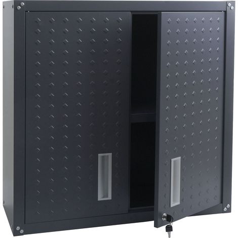 Armoire suspendue HHG-141, armoire murale, armoire de rangement, bibliothèque, verrouillable, acier, 77 x 77 x 31 cm, gris foncé (1/5)