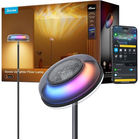 Lampadaire Salon à Trois Zones Indépendantes,Idéal pour Salon,Chambre RGBIC d'Éclairage Ondulé Blanc Chaud (1/5)