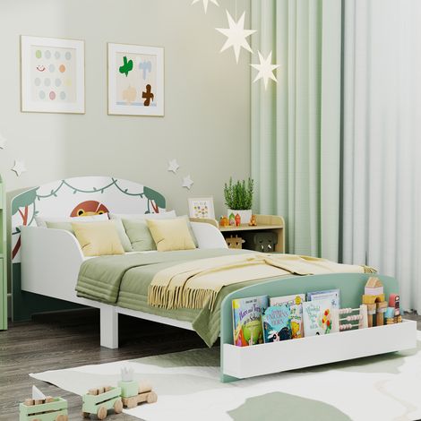 AIYAPLAY Toddler Bed, Lion-Themed Kids Bed Frame with Storage, Green (1/5)