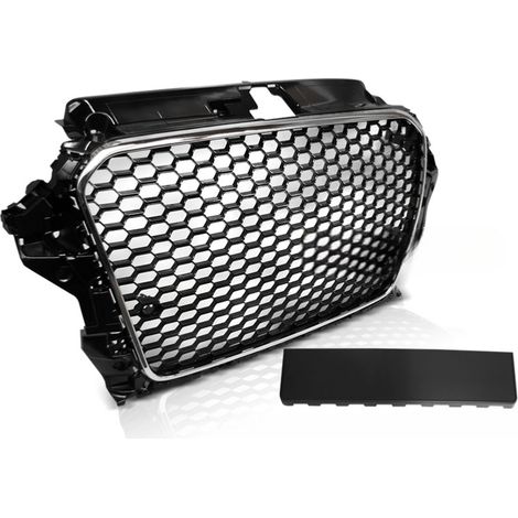 Calandre pour Audi A3 8V de 2012 a 2016 Look Sport Noir et Chrome-31772339